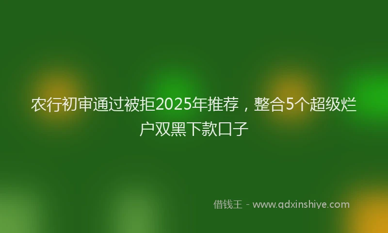 农行初审通过被拒2025年推荐，整合5个超级烂户双黑下款口子