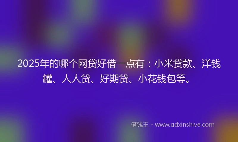 2025年的哪个网贷好借一点有：小米贷款、洋钱罐、人人贷、好期贷、小花钱包等。