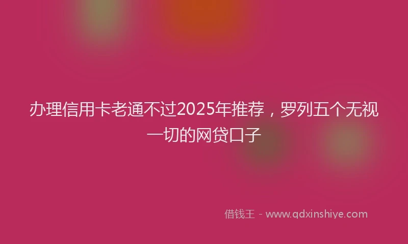 办理信用卡老通不过2025年推荐，罗列五个无视一切的网贷口子