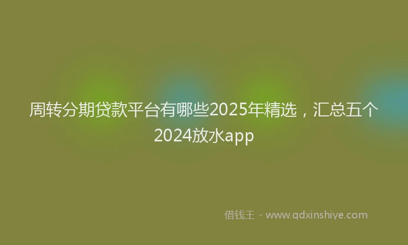 周转分期贷款平台有哪些2025年精选，汇总五个2024放水app