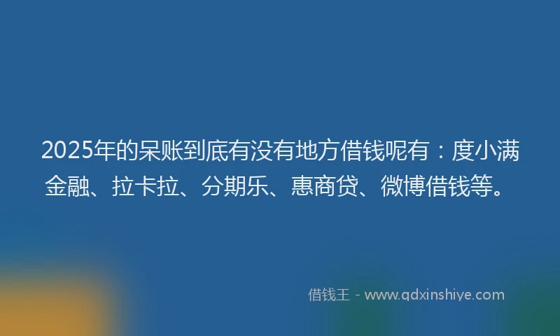 2025年的呆账到底有没有地方借钱呢有：度小满金融、拉卡拉、分期乐、惠商贷、微博借钱等。