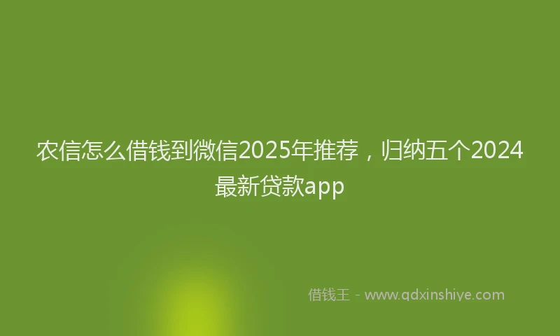 农信怎么借钱到微信2025年推荐，归纳五个2024最新贷款app