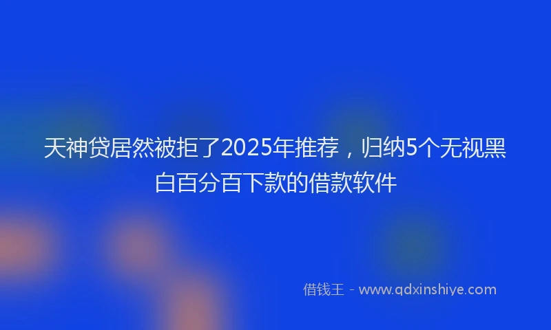天神贷居然被拒了2025年推荐，归纳5个无视黑白百分百下款的借款软件