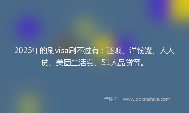 2025年的刷visa刷不过有：还呗、洋钱罐、人人贷、美团生活费、51人品贷等。