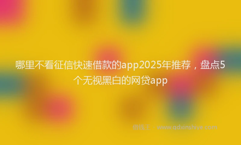 哪里不看征信快速借款的app2025年推荐，盘点5个无视黑白的网贷app