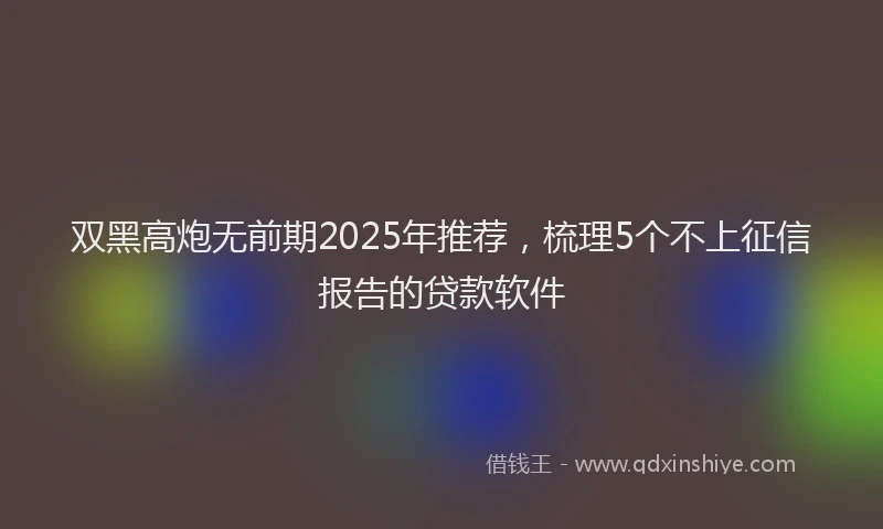 双黑高炮无前期2025年推荐，梳理5个不上征信报告的贷款软件
