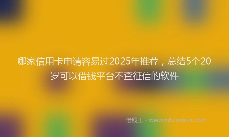 哪家信用卡申请容易过2025年推荐，总结5个20岁可以借钱平台不查征信的软件