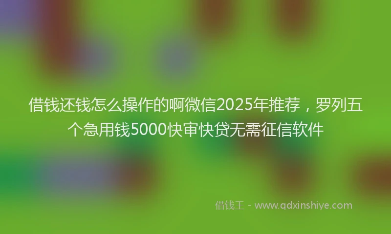 借钱还钱怎么操作的啊微信2025年推荐，罗列五个急用钱5000快审快贷无需征信软件