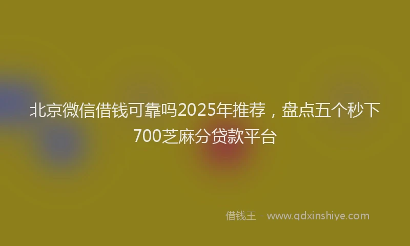 北京微信借钱可靠吗2025年推荐，盘点五个秒下700芝麻分贷款平台