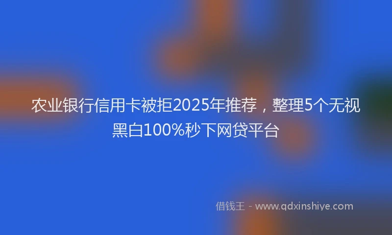 农业银行信用卡被拒2025年推荐，整理5个无视黑白100%秒下网贷平台