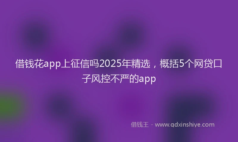 借钱花app上征信吗2025年精选，概括5个网贷口子风控不严的app
