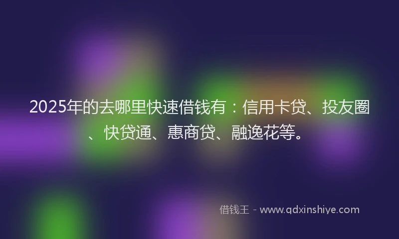 2025年的去哪里快速借钱有：信用卡贷、投友圈、快贷通、惠商贷、融逸花等。