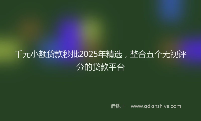 千元小额贷款秒批2025年精选，整合五个无视评分的贷款平台