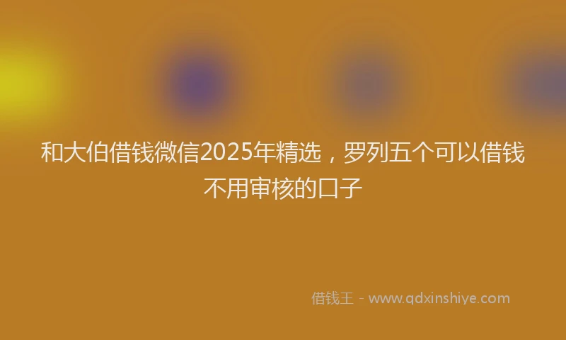 和大伯借钱微信2025年精选，罗列五个可以借钱不用审核的口子