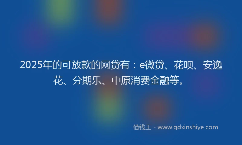 2025年的可放款的网贷有：e微贷、花呗、安逸花、分期乐、中原消费金融等。