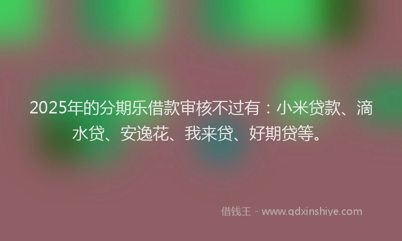 2025年的分期乐借款审核不过有：小米贷款、滴水贷、安逸花、我来贷、好期贷等。