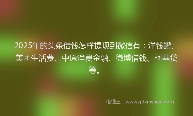 2025年的头条借钱怎样提现到微信有：洋钱罐、美团生活费、中原消费金融、微博借钱、柯基贷等。