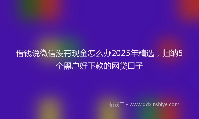 借钱说微信没有现金怎么办2025年精选，归纳5个黑户好下款的网贷口子