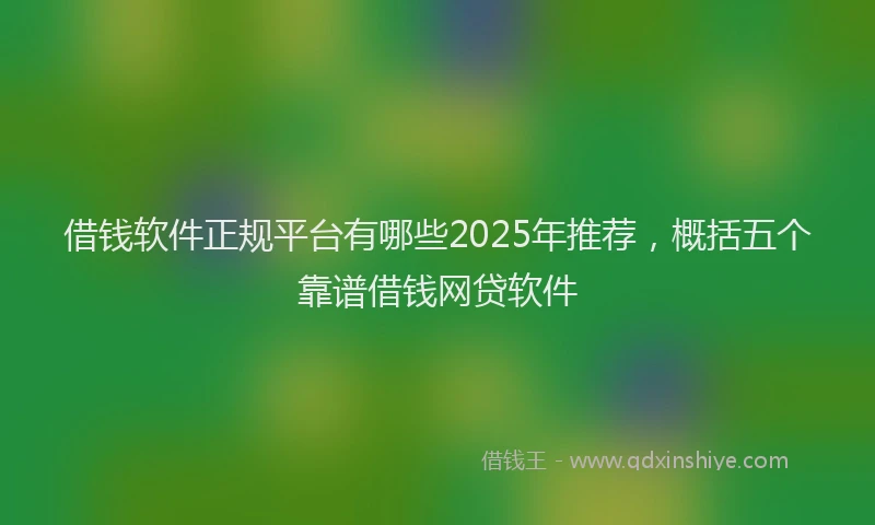 借钱软件正规平台有哪些2025年推荐，概括五个靠谱借钱网贷软件