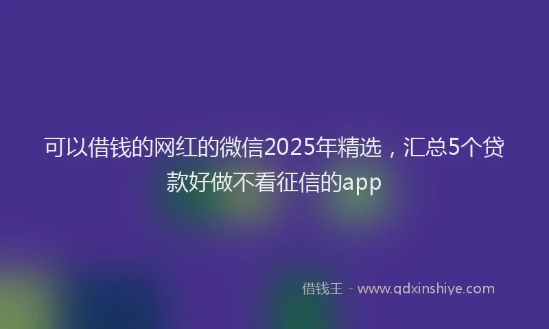 可以借钱的网红的微信2025年精选，汇总5个贷款好做不看征信的app