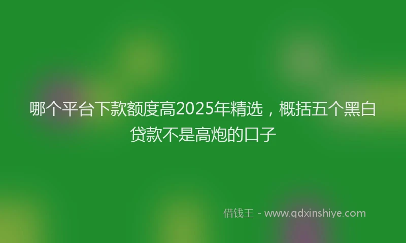 哪个平台下款额度高2025年精选，概括五个黑白贷款不是高炮的口子
