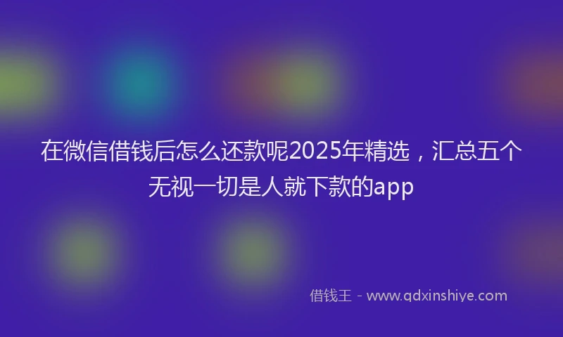 在微信借钱后怎么还款呢2025年精选，汇总五个无视一切是人就下款的app