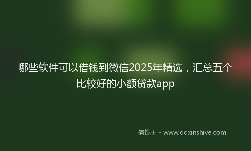 哪些软件可以借钱到微信2025年精选，汇总五个比较好的小额贷款app