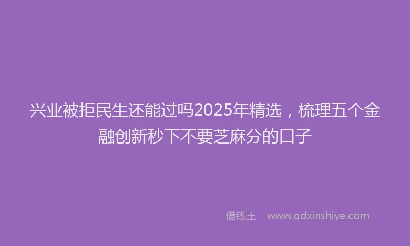 兴业被拒民生还能过吗2025年精选，梳理五个金融创新秒下不要芝麻分的口子