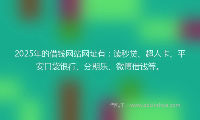 2025年的借钱网站网址有：读秒贷、超人卡、平安口袋银行、分期乐、微博借钱等。