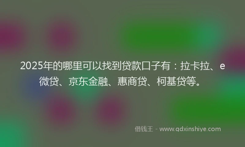 2025年的哪里可以找到贷款口子有：拉卡拉、e微贷、京东金融、惠商贷、柯基贷等。
