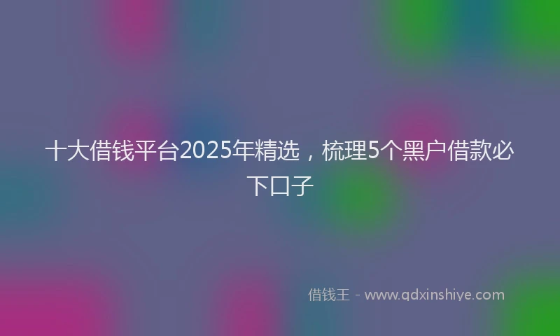 十大借钱平台2025年精选，梳理5个黑户借款必下口子