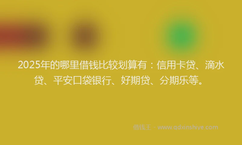 2025年的哪里借钱比较划算有：信用卡贷、滴水贷、平安口袋银行、好期贷、分期乐等。
