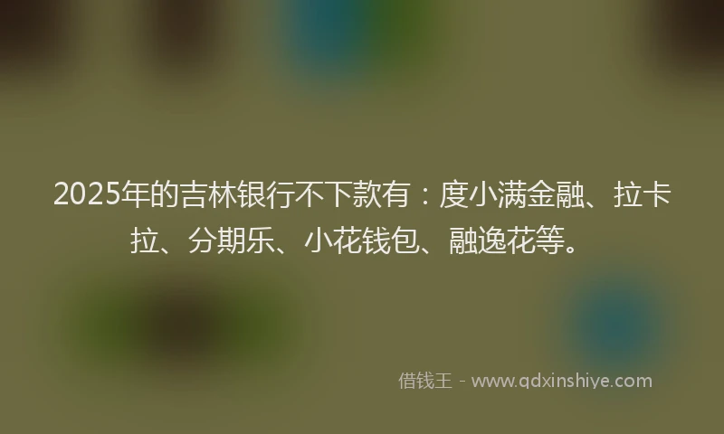 2025年的吉林银行不下款有：度小满金融、拉卡拉、分期乐、小花钱包、融逸花等。