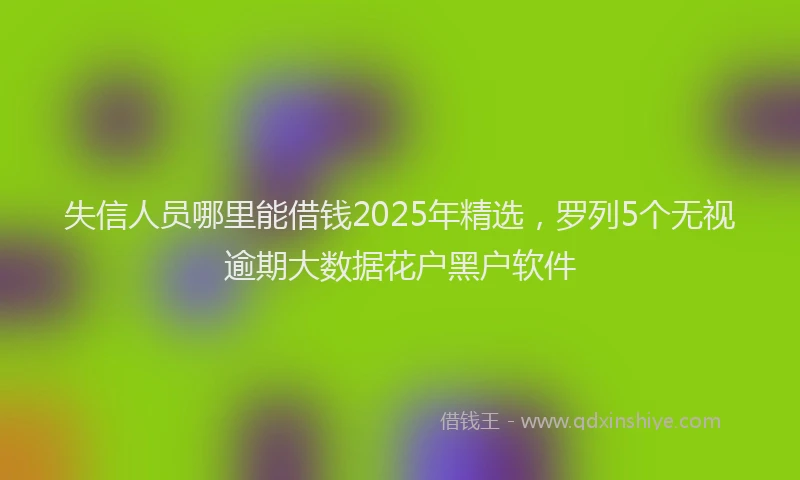 失信人员哪里能借钱2025年精选，罗列5个无视逾期大数据花户黑户软件