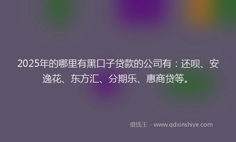 2025年的哪里有黑口子贷款的公司有：还呗、安逸花、东方汇、分期乐、惠商贷等。