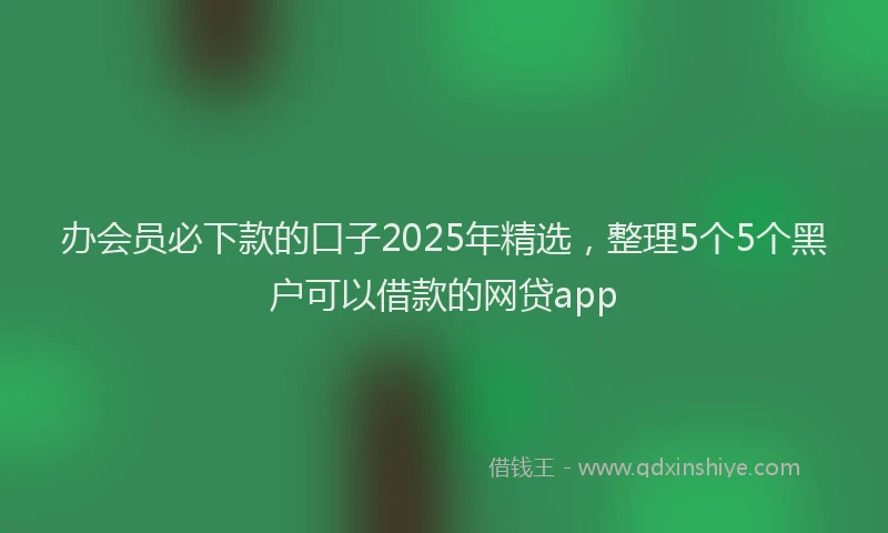 办会员必下款的口子2025年精选，整理5个5个黑户可以借款的网贷app