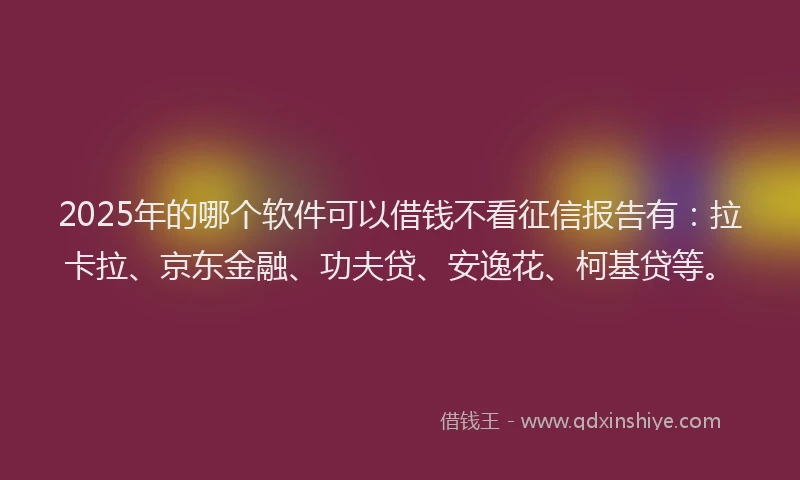 2025年的哪个软件可以借钱不看征信报告有：拉卡拉、京东金融、功夫贷、安逸花、柯基贷等。