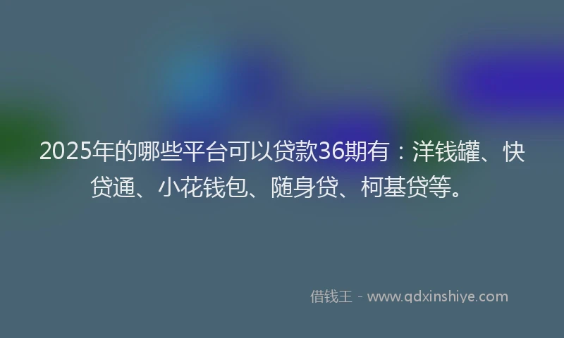 2025年的哪些平台可以贷款36期有：洋钱罐、快贷通、小花钱包、随身贷、柯基贷等。