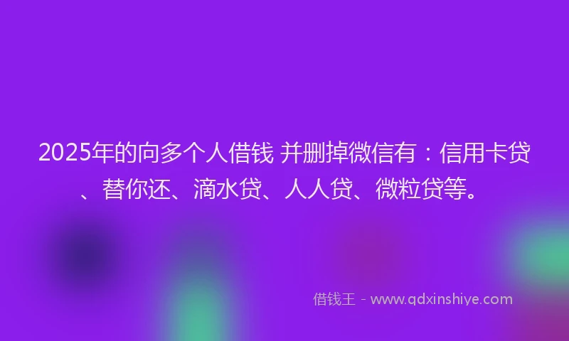 2025年的向多个人借钱 并删掉微信有：信用卡贷、替你还、滴水贷、人人贷、微粒贷等。