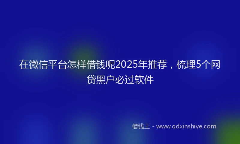 在微信平台怎样借钱呢2025年推荐，梳理5个网贷黑户必过软件