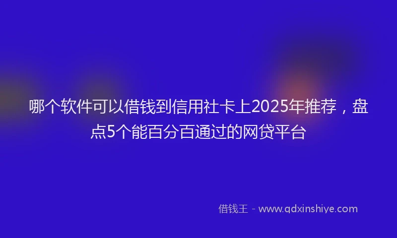 哪个软件可以借钱到信用社卡上2025年推荐，盘点5个能百分百通过的网贷平台
