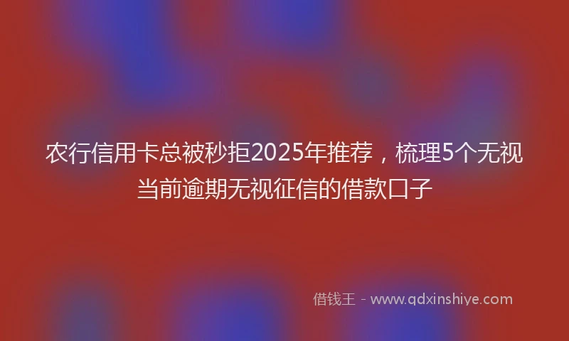 农行信用卡总被秒拒2025年推荐，梳理5个无视当前逾期无视征信的借款口子