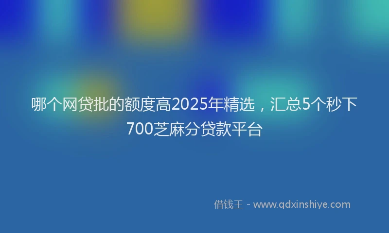 哪个网贷批的额度高2025年精选，汇总5个秒下700芝麻分贷款平台