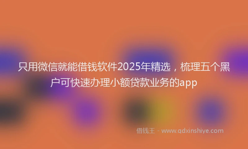 只用微信就能借钱软件2025年精选，梳理五个黑户可快速办理小额贷款业务的app