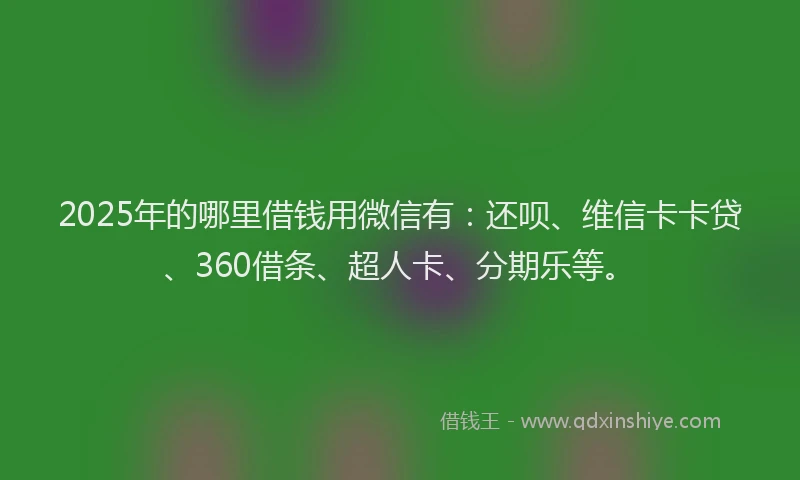 2025年的哪里借钱用微信有：还呗、维信卡卡贷、360借条、超人卡、分期乐等。