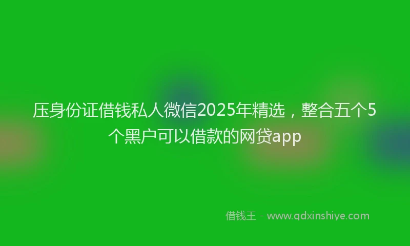 压身份证借钱私人微信2025年精选，整合五个5个黑户可以借款的网贷app