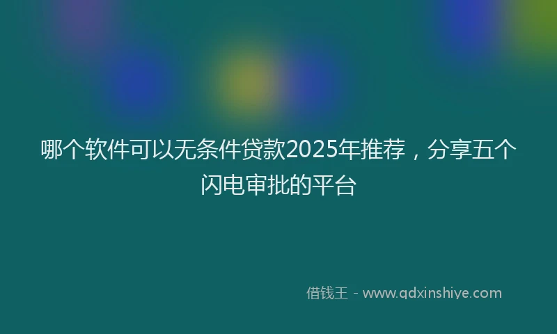 哪个软件可以无条件贷款2025年推荐，分享五个闪电审批的平台