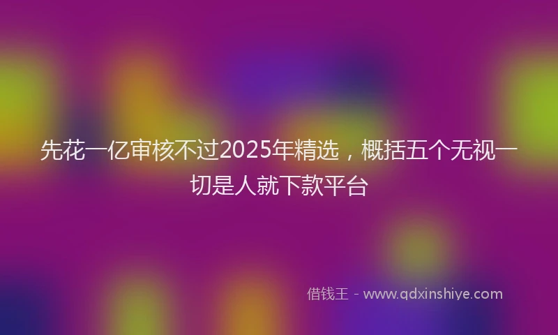 先花一亿审核不过2025年精选，概括五个无视一切是人就下款平台