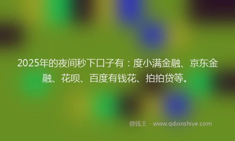 2025年的夜间秒下口子有：度小满金融、京东金融、花呗、百度有钱花、拍拍贷等。