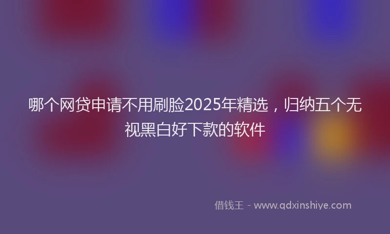 哪个网贷申请不用刷脸2025年精选，归纳五个无视黑白好下款的软件